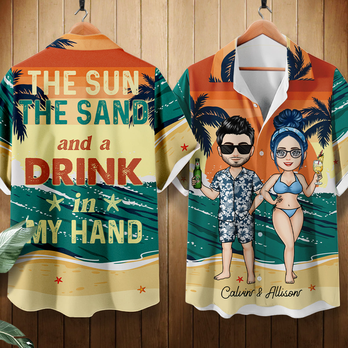 The Sun And Sand - Personalized AOP Hawaiian Shirt - Gift For Couple, Beach, Summer Vacation