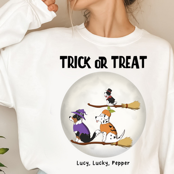 Trick or Treat Custom Dog Sweatshirt Personalized Sweatshirt Spooky and Sweet Custom Dog Breed Sweatshirt Halloween Costume Perfect Shirt For Halloween Dog Lovers