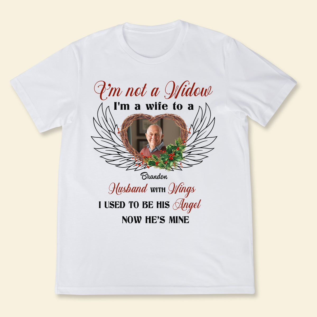 I'm A Wife To A Husband With Wings - Personalized Shirt - Memorial Gift For Widow, Mom, Wife, Daughter Apparel - Memorial