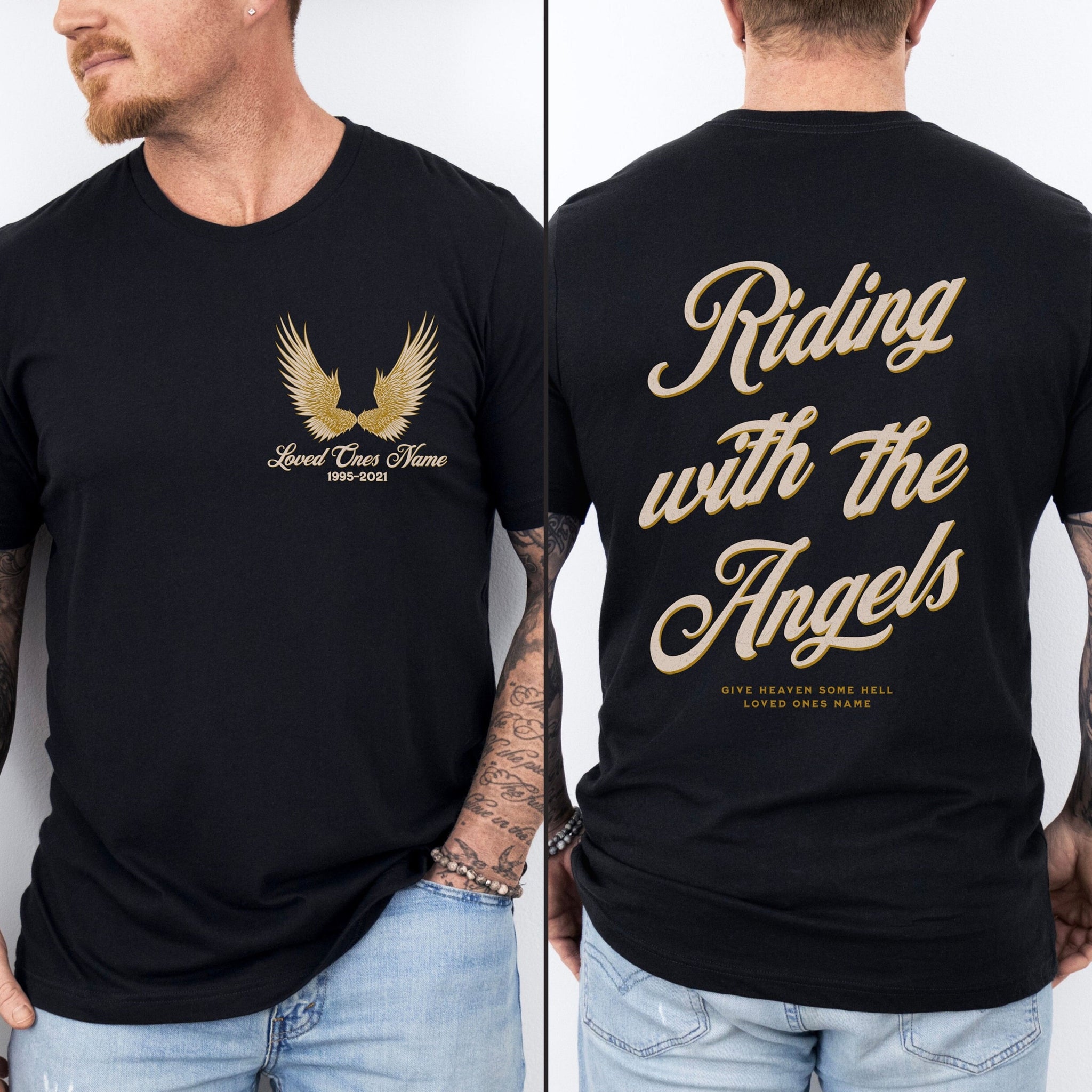 Riding With The Angels - Personalized Shirt - Memorial Gift