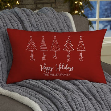 Happy Holiday Christmas Tree - Personalized Pillow - Christmas Gift For Family