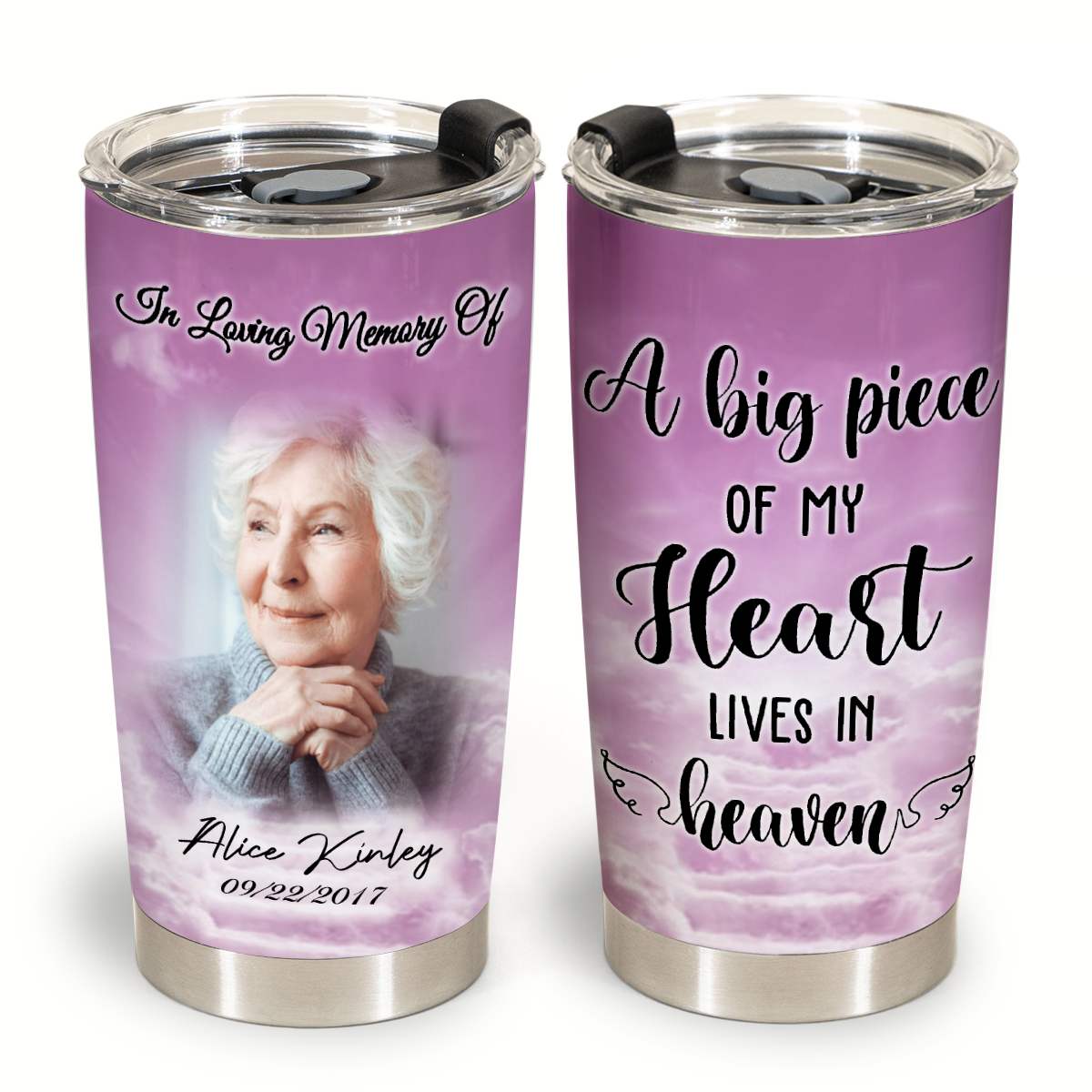 Best Memorial Gifts - A Big Piece Of My Heart - Personalized Water Tumbler