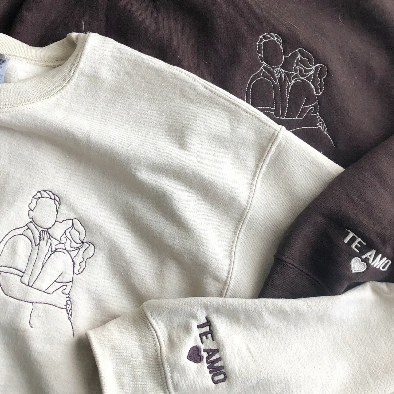 Personalized embroidered custom couple photo shirt