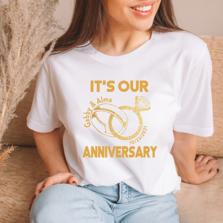 It's Our Anniversary Shirt, Couple Anniversary Shirt, Custom Anniversary Gift, Wedding Anniversary T-Shirt, Valentine Shirt, Engagement Tee