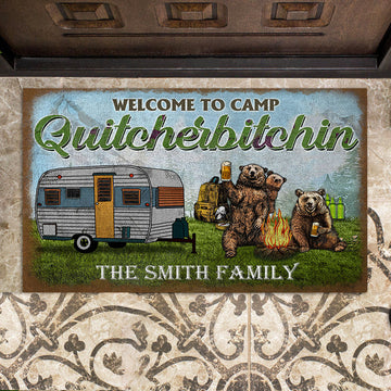 Welcome To Camp Quitcherbitchin Personalized Doormat Gift For Camping