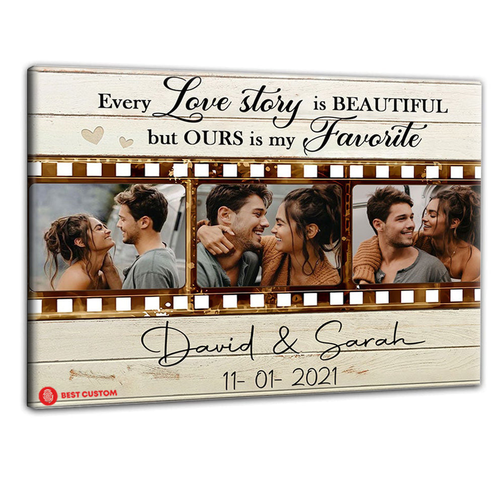 Every Love Story Is Beautiful Photo Canvas Gift For Couple