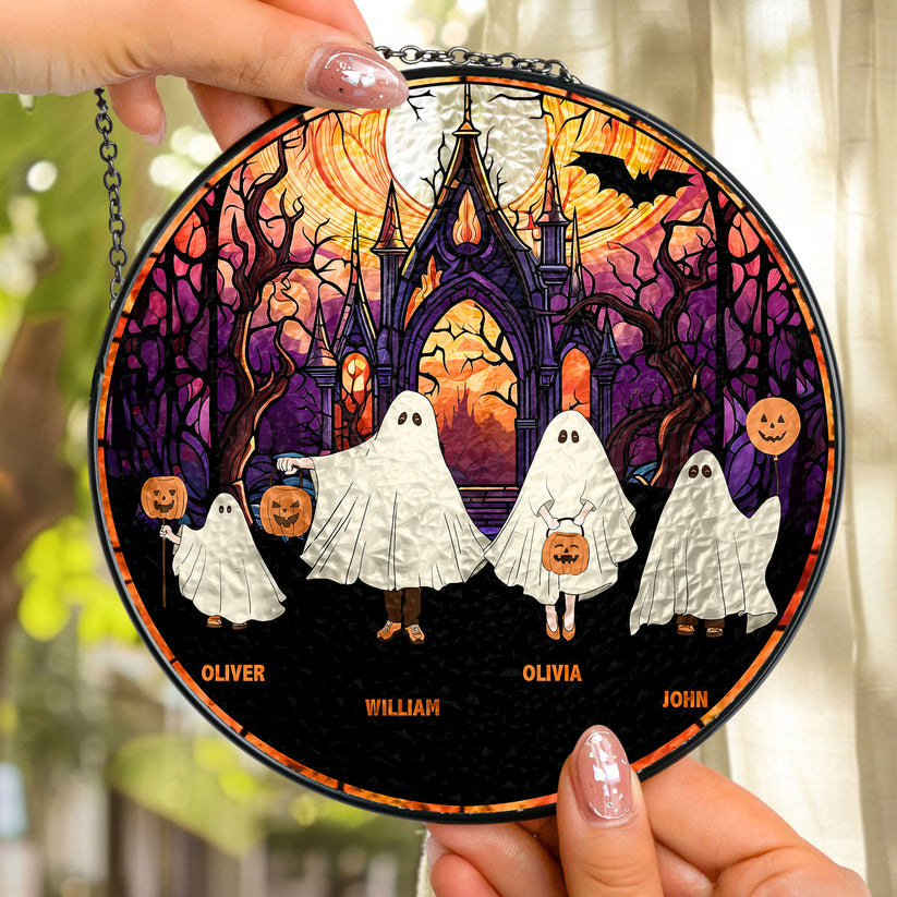 Halloween Ghost Family - Personalized Suncatcher Stained Glass - Halloween Gift For Family