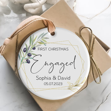 First Christmas Engaged - Personalized Ornament - Christmas Gift