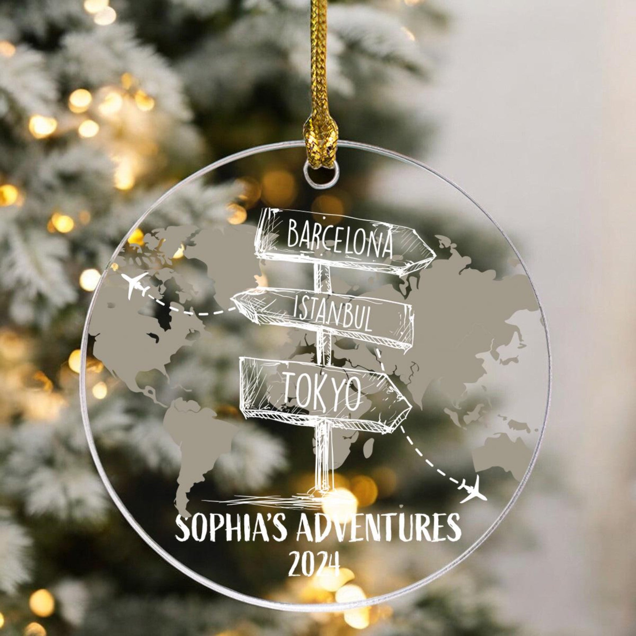 Personalized Traveling Christmas Ornament, Custom Adventures Ornament, Ornament Gift, Traveler Gifts, Travel Ornament, 2024 Christmas Gifts