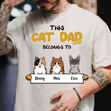 This Cat Dad Belongs To Personalized T shirt For Cat Lovers Custom Gift For Cat Dad Father's Day Gift