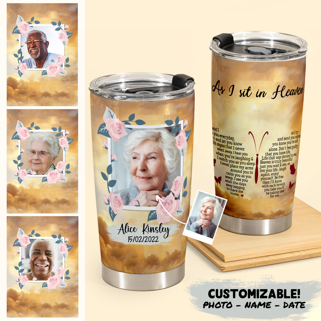 Memorial Gifts For Loss - As I Sit In Heaven - Personalized Tumbler Cups