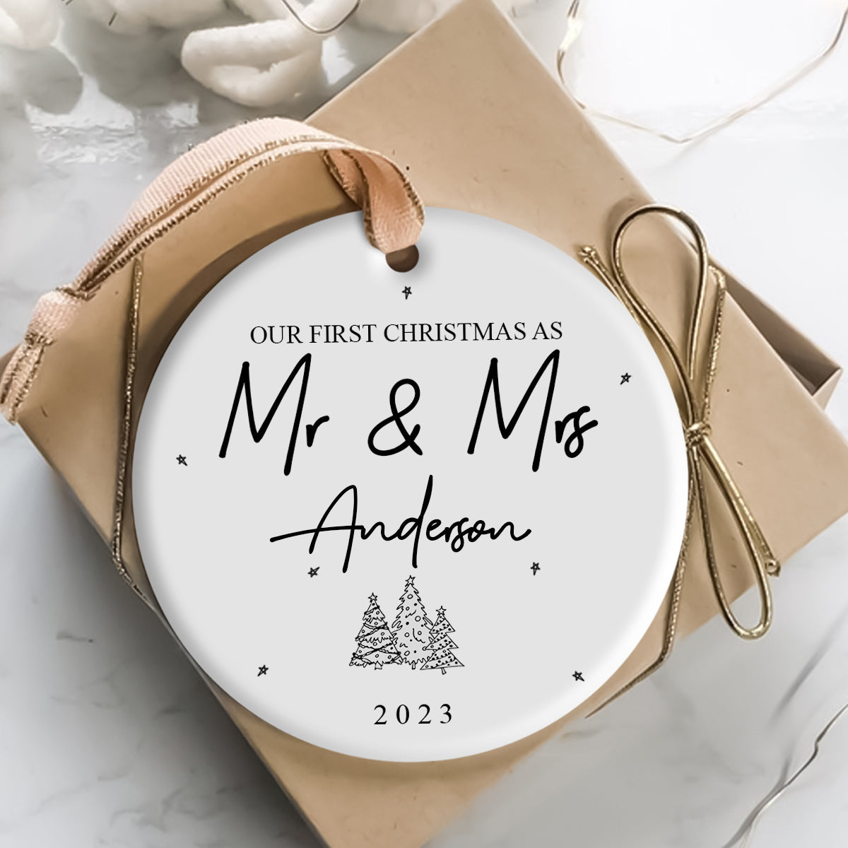 Mr and Mrs Christmas Tree- Personalized Ornament - Christmas Gift