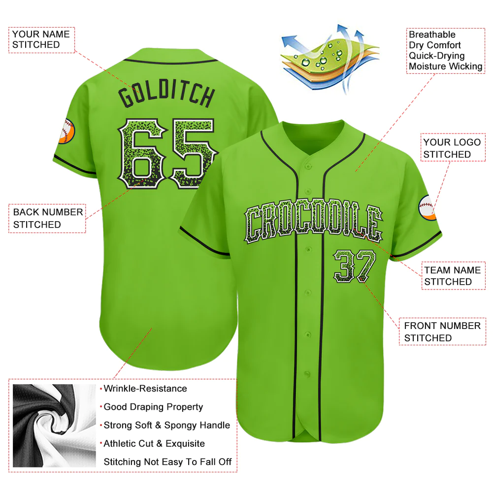 Custom Neon Green Black-White Authentic Drift Fashion Baseball Jersey