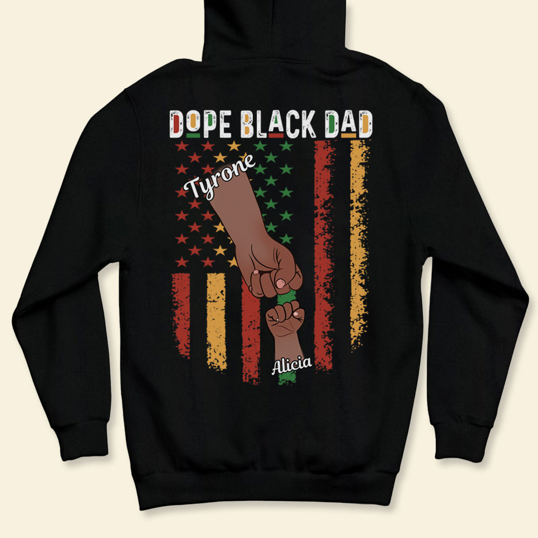 Dope Black Dad Fist Bump - Personalized Back Design Apparel - Gift For Father, Dad, Father's Day, Birthday Gift