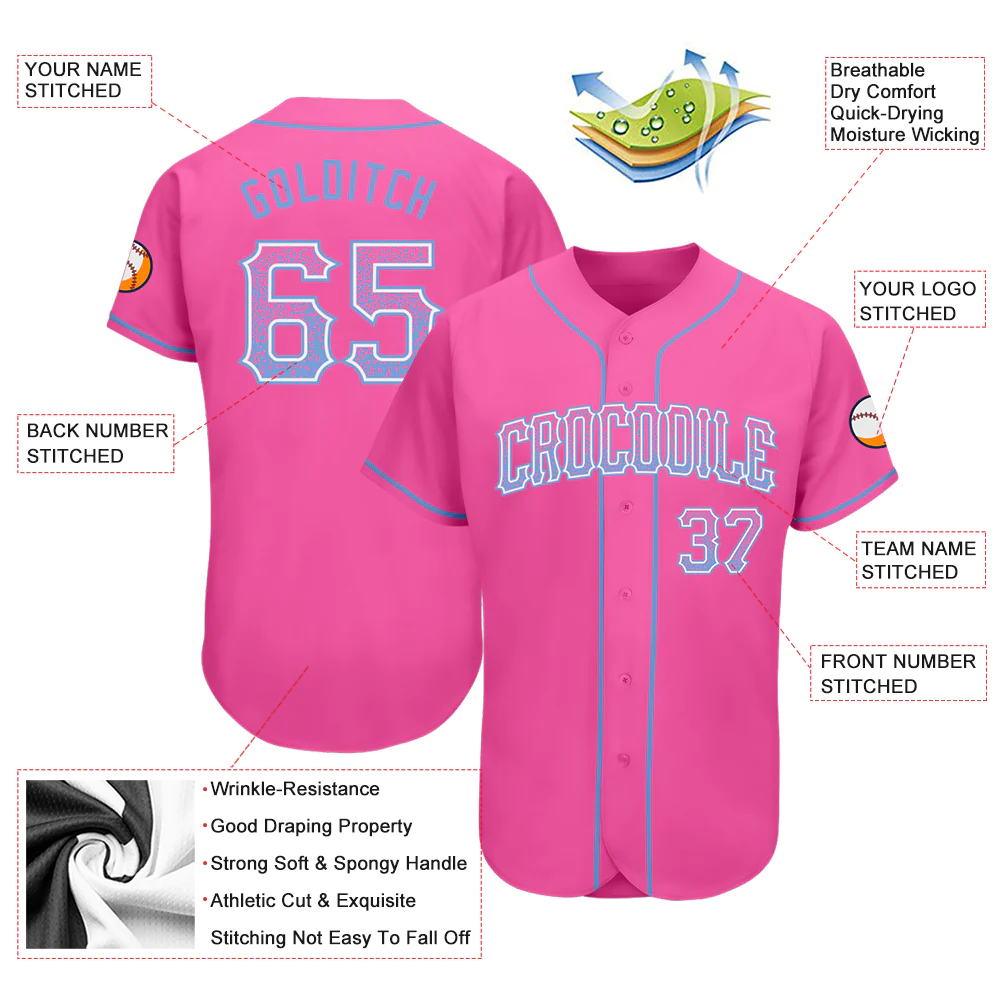 Custom Pink Light Blue-White Authentic Drift Fashion Baseball Jersey