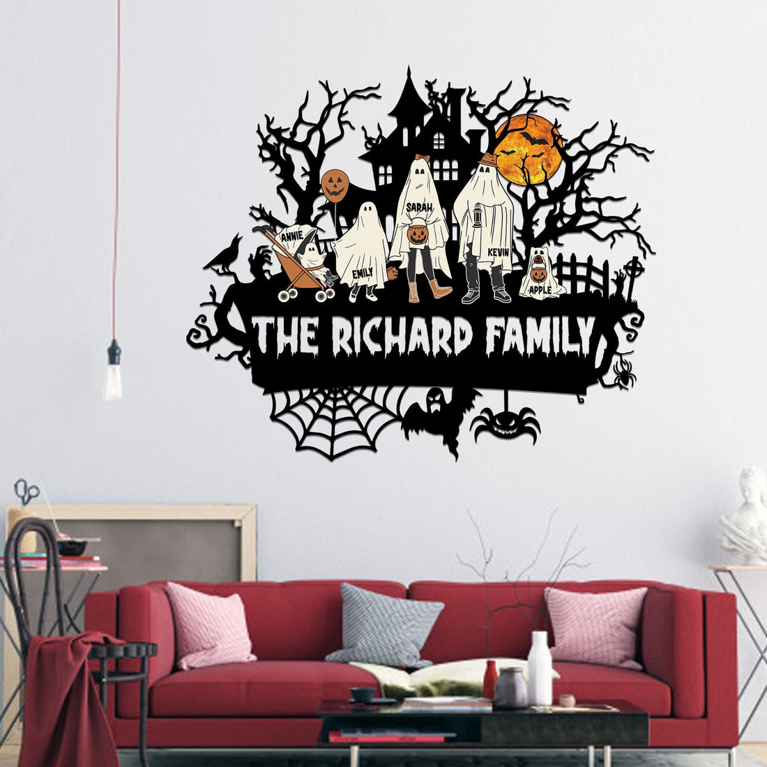 Hallowen Boo Family - Personalized Cut Metal Sign - Halloween Gift For Family, Dark Gothic Home Decor