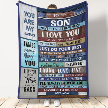 To My Son Fleece Blanket, I Love You Lovely Gift For Son From Mom Birthday Gift Home Decor Bedding Couch Sofa Soft And Comfy Cozy