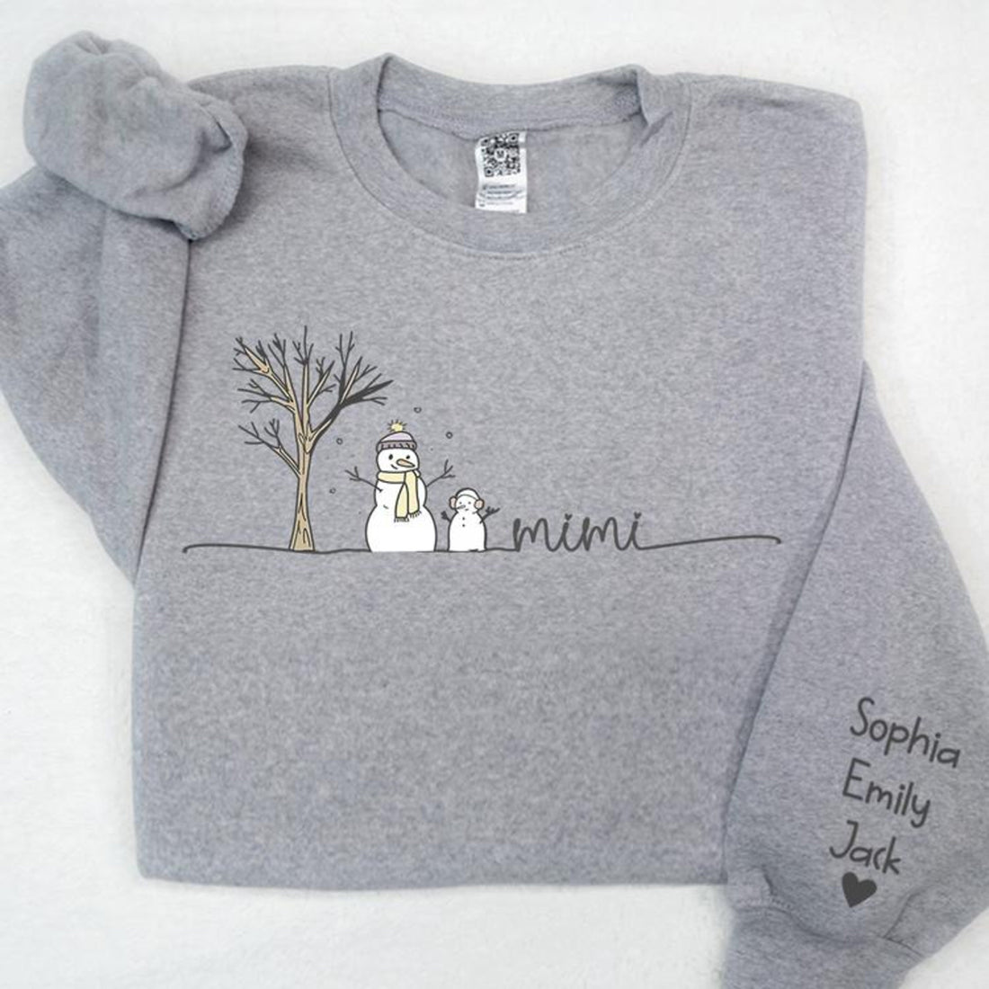 Custom Mimi Snowman Tree & Grandkids - Personalized Shirt - Christmas Gift For Grandma