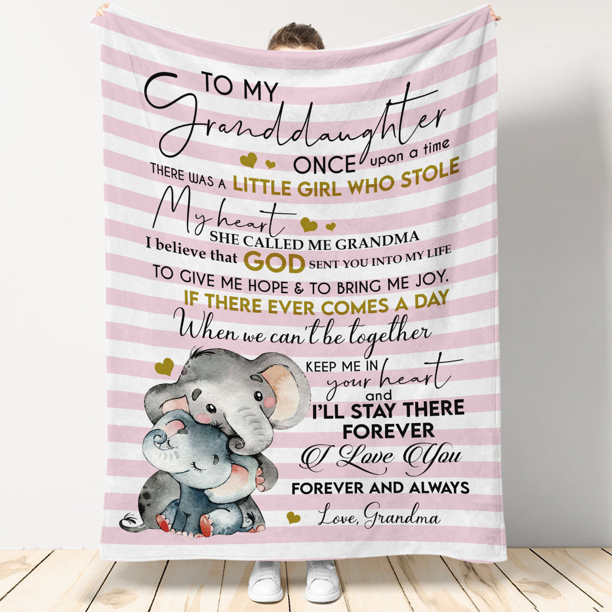 Gift For Granddaughter Blanket, Elephant To My Granddaughter Once Upon A Time There Was A Little Girl Who Stole My Heart Love Grandma Fleece Blanket