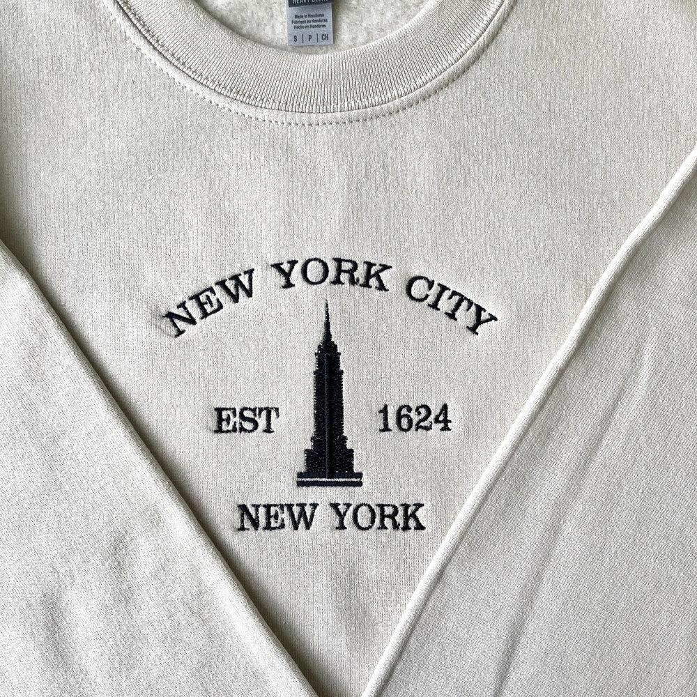 Embroidered New York Sweatshirt, Nyc Sweatshirt, City Sweatshirt, Embroidered City Trendy Sweatshirts, Empire State Building, Nyc Crewneck