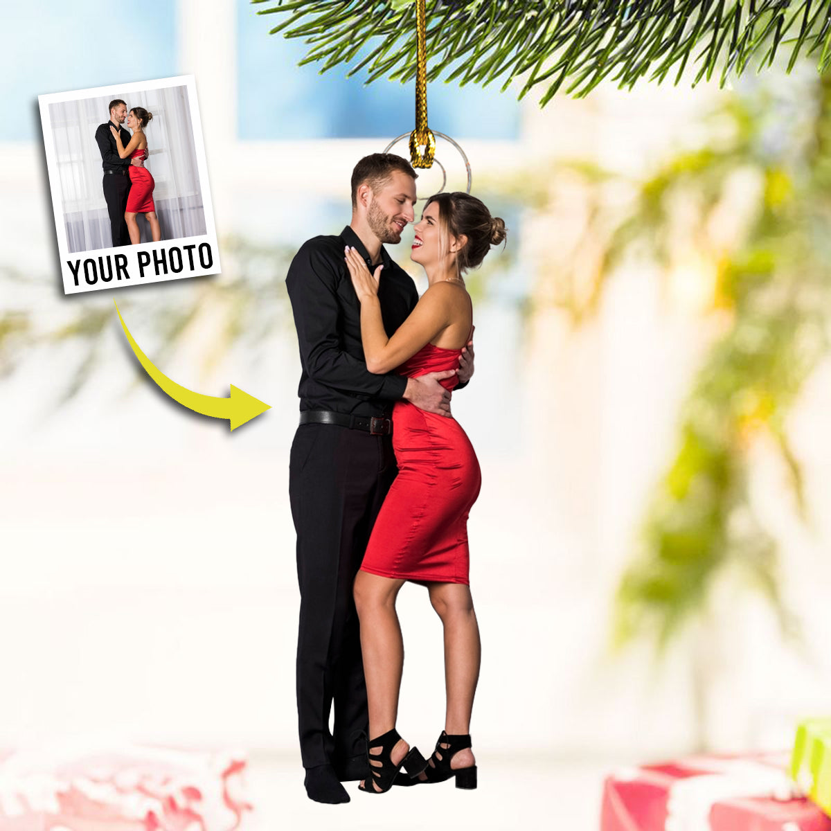 You And Me Custom Upload Photo - Personalized Shape Ornament - Christmas Gift For Couple