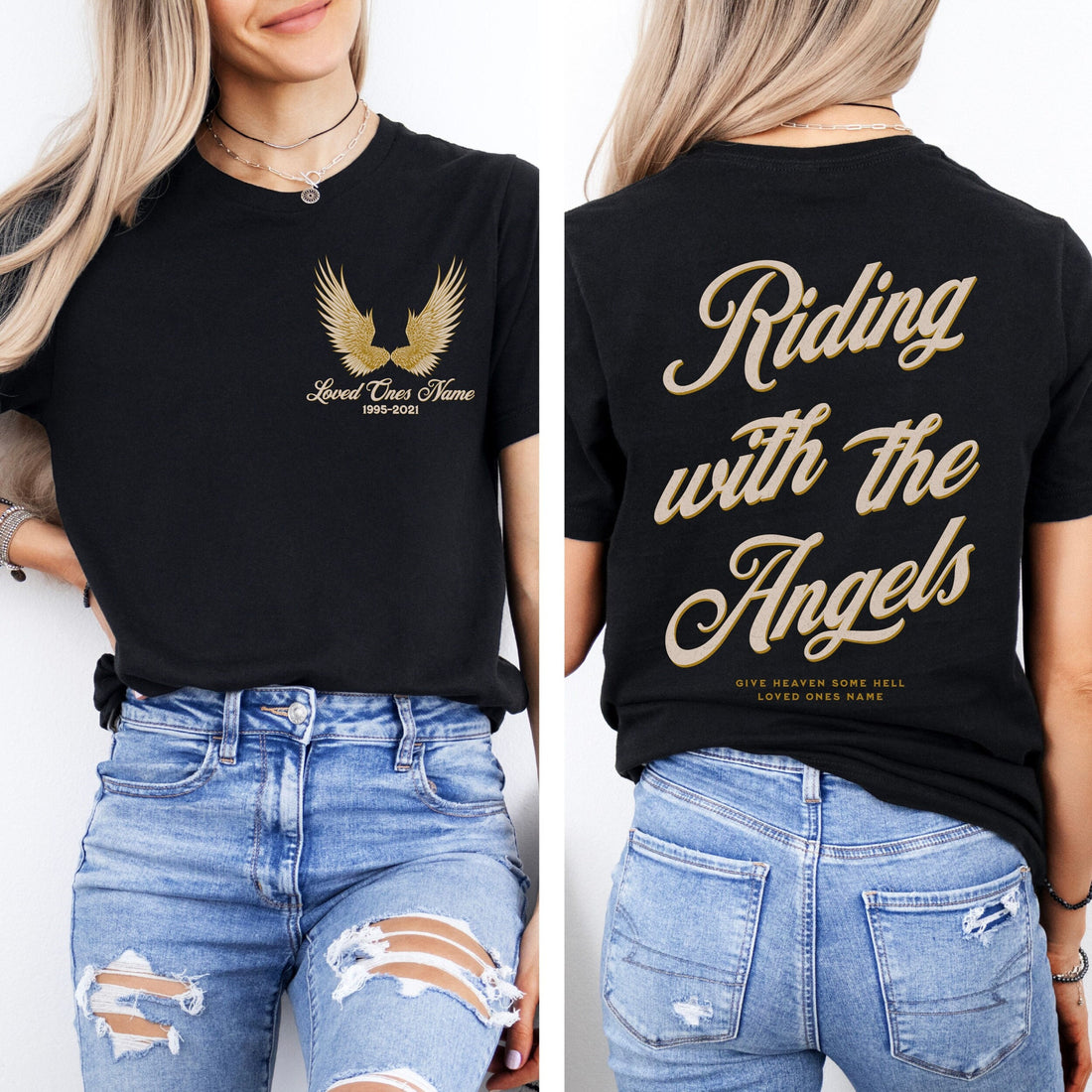 Riding With The Angels - Personalized Shirt - Memorial Gift