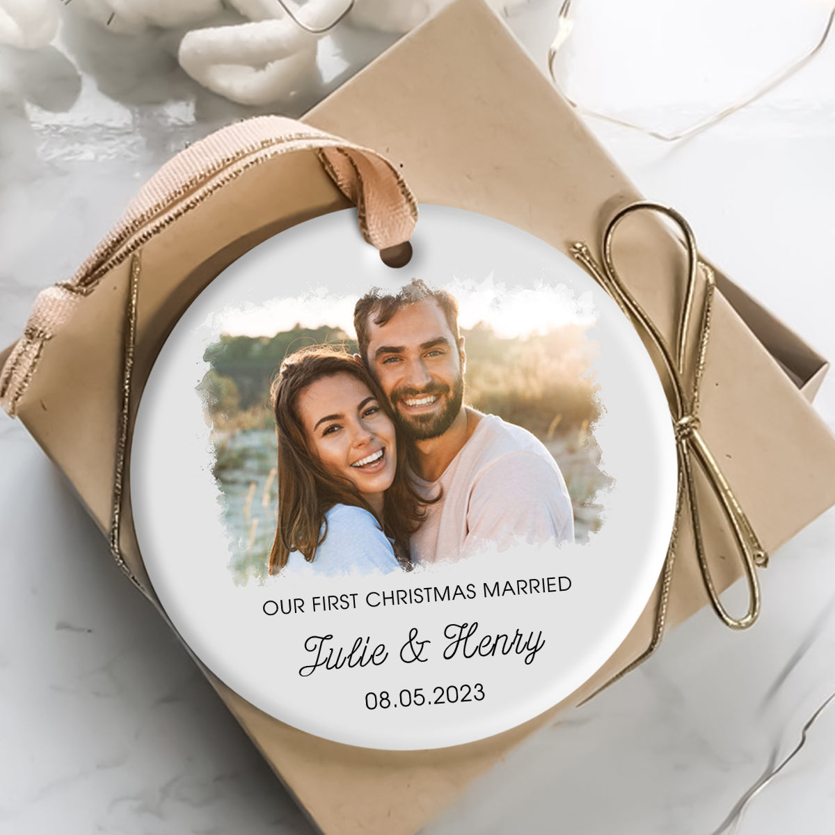 Our First Christmas Married Upload Photo - Personalized Ornament - Christmas Gift