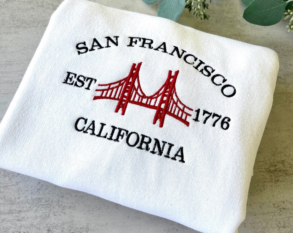 San Francisco Sweatshirt, San Fran Crewneck, City Sweatshirt, Embroidered California Sweatshirt, Vintage Crewneck, Embroidered Sweatshirt