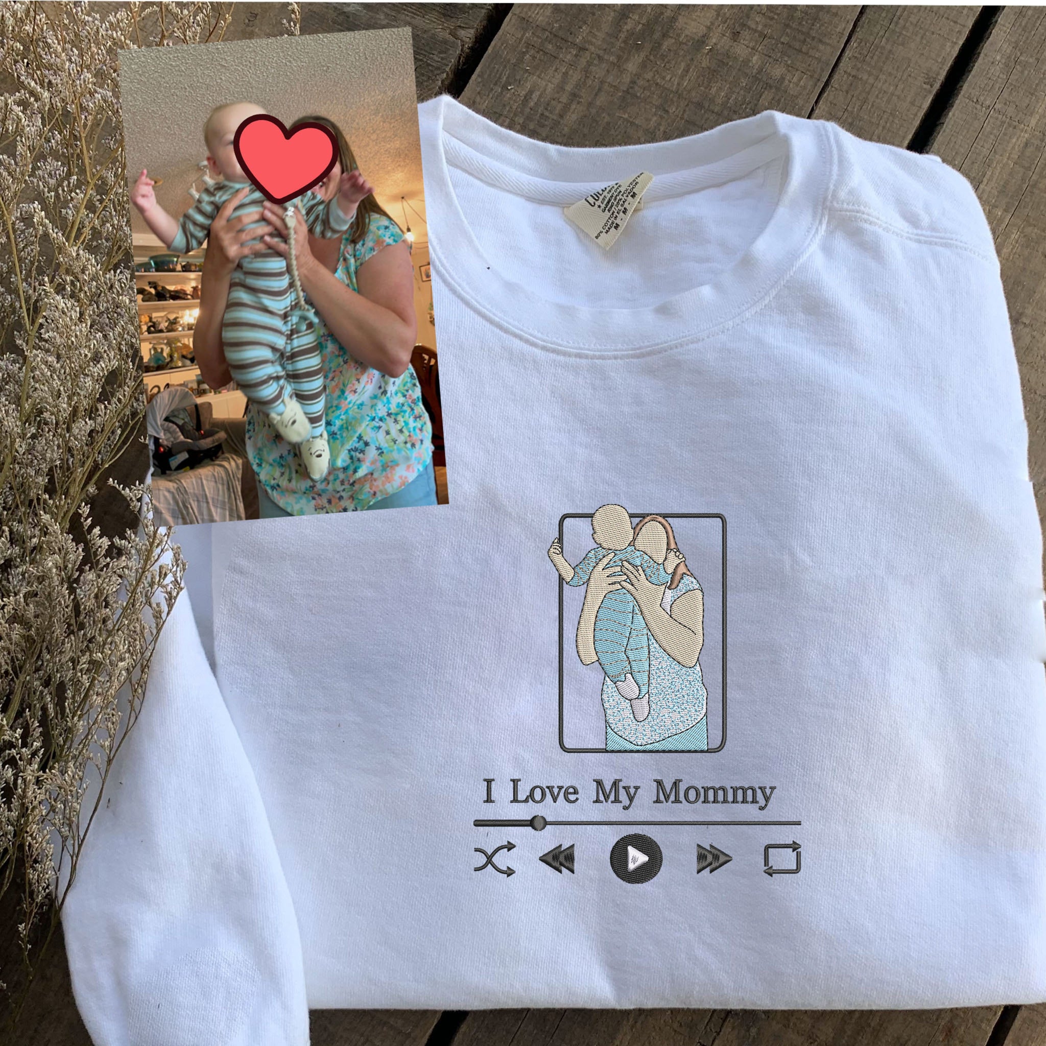 Personalized embroidered custom mom photo shirt