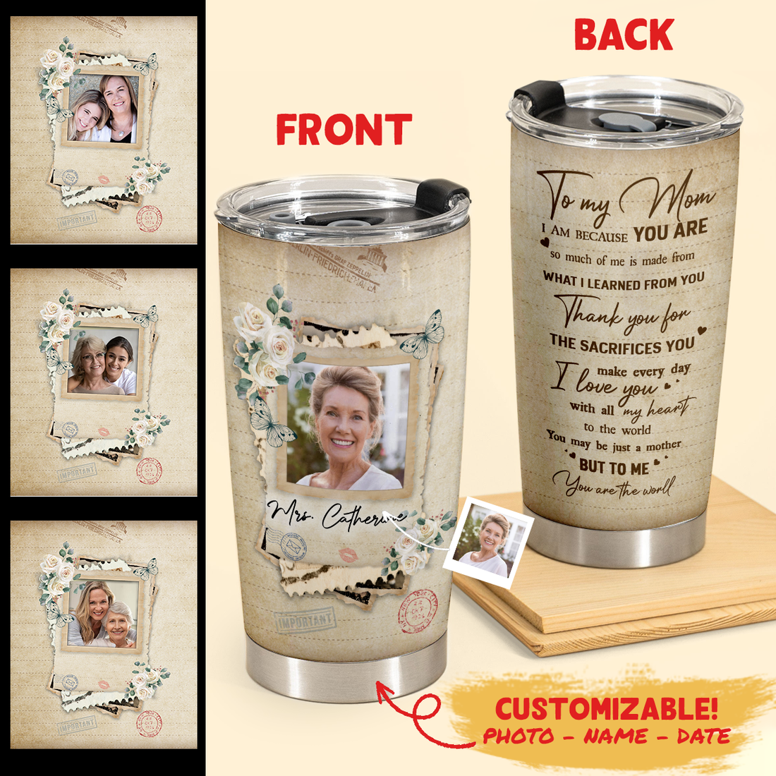 Best Personalized Mother's Day Gifts - But To Me You Are The World - Personalized Tumbler Cup (GIFT SET)