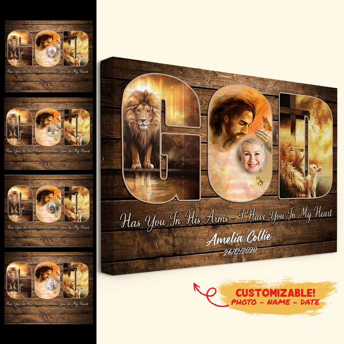 Lion Of Judah God Personalized Photo Canvas Memorial