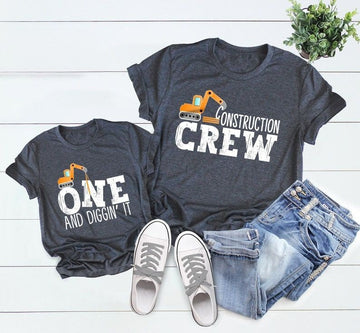 Construction Crew Shirt, Three and Diggin' It, Matching Birthday Shirt, Dump Truck Birthday, Excavator Birthday Shirt, Birthday Crew Shirt