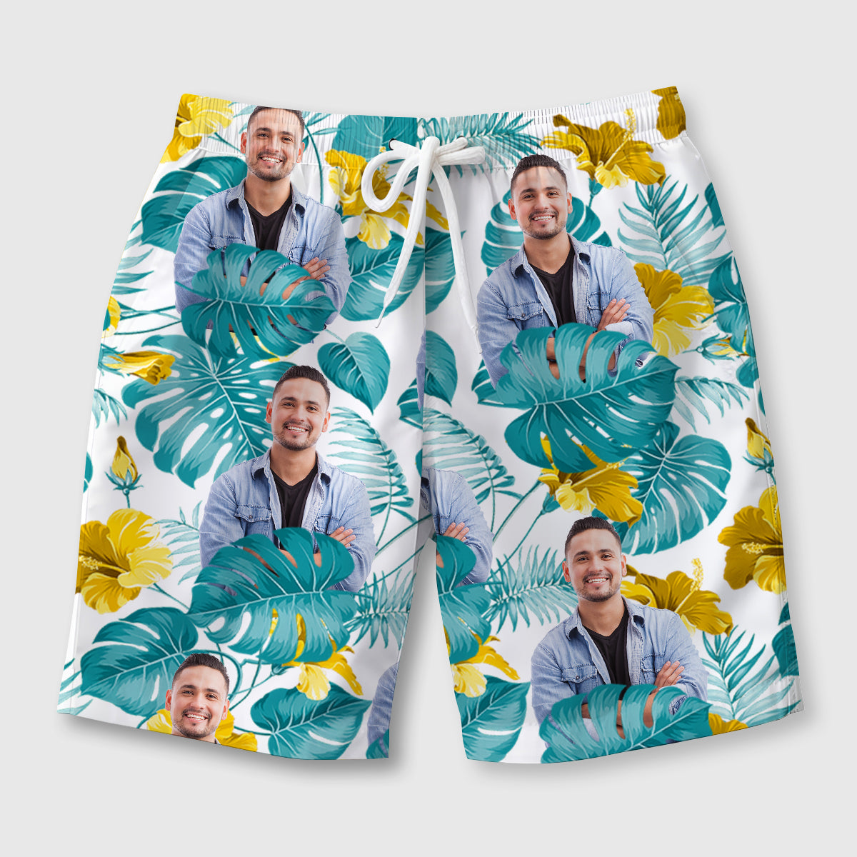 Personalized Photo Upload Face Men's Beach Short, Personalized Photo Face Beach Short, Personalized Beach Short, Hawaiian Aloha Beach Short