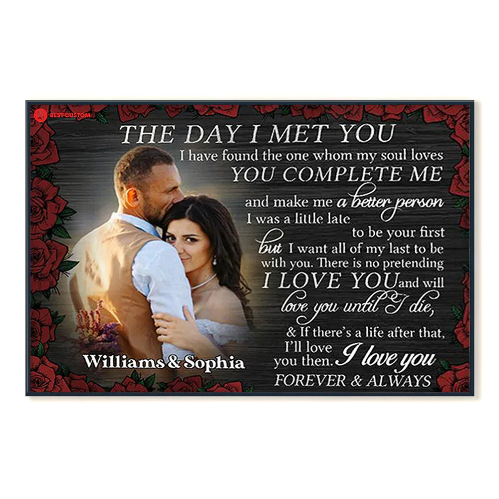 Best Valentine Gift For Girlfriend, The Day I Met You Custom Photo Canvas Gift For Couple