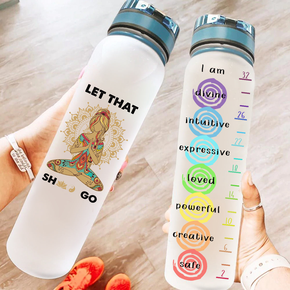 Yoga Let That Shit Go Hippie Motivational Water Bottle Gift For Friend