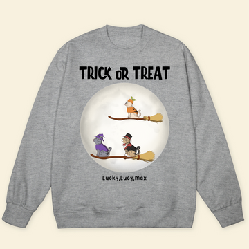 Trick or Treat Custom Cat Sweatshirt Personalized Sweatshirt Spooky and Sweet Custom Cat Breed Sweatshirt Halloween Costume Perfect Sweatshirt For Halloween Cat Lovers