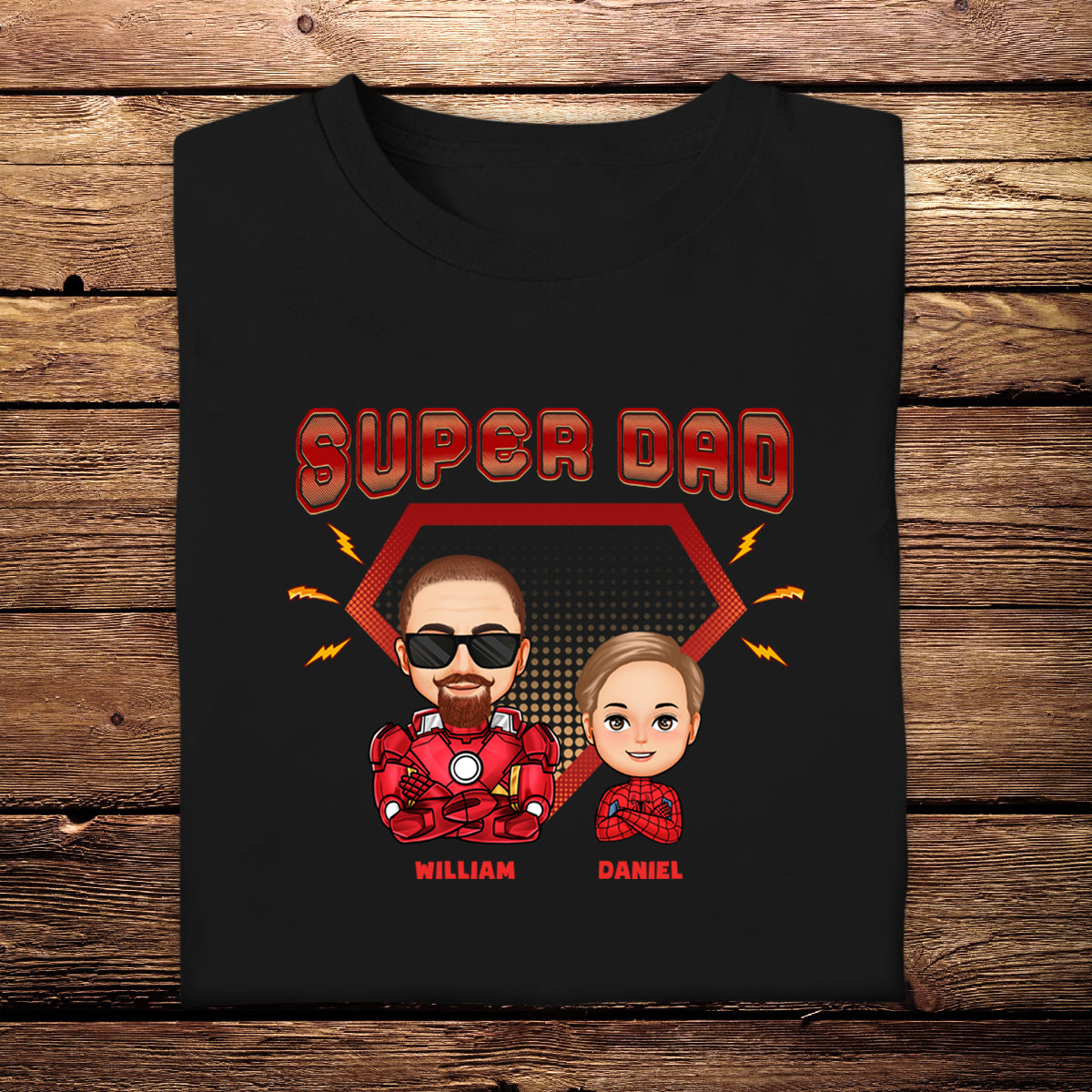 Super Dad Cool Man & Kids - Personalized Apparel - Gift For Father , Grandpa, Father's Day