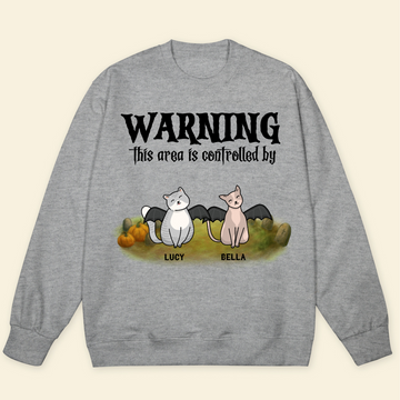 Warning This Area Is Controlled By Cat Personalized Sweatshirt Cat Lovers Sweatshirt Halloween Gift For Cat Lovers