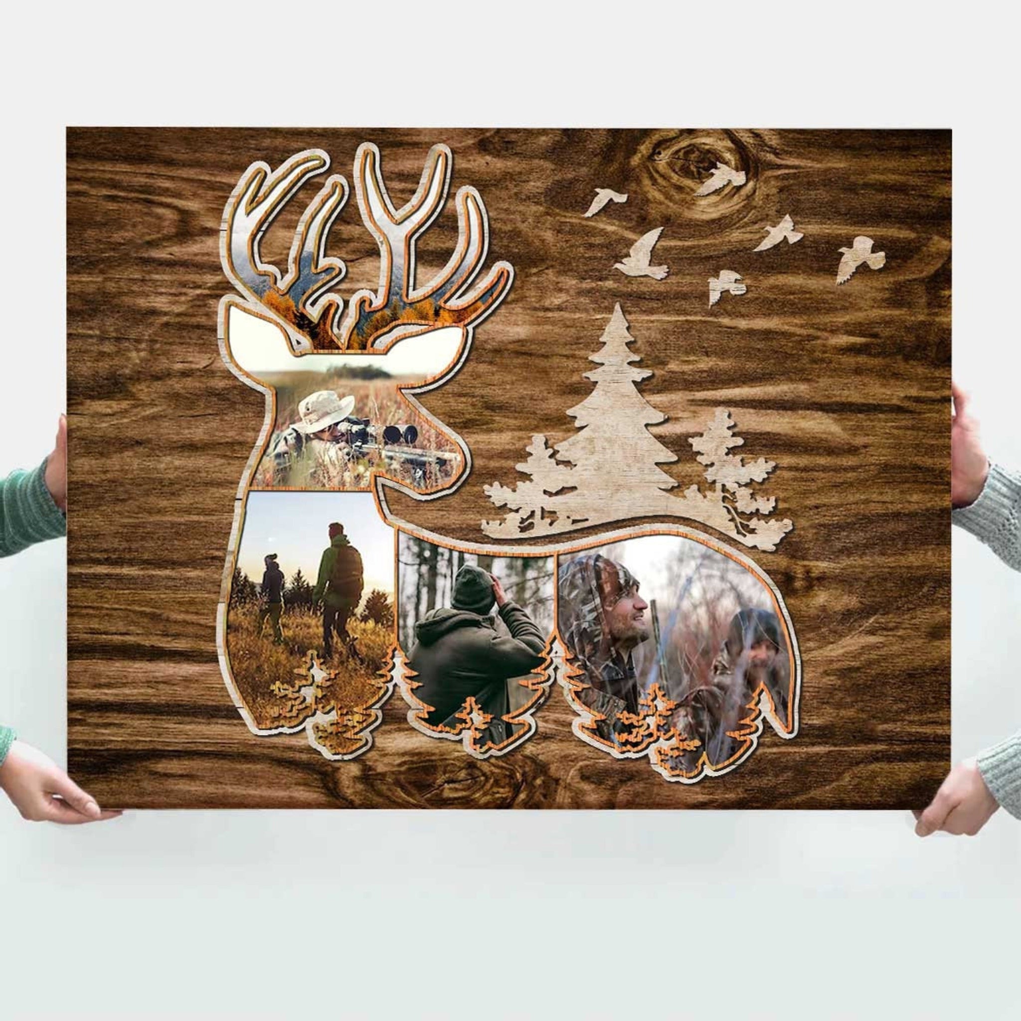 Deer Hunting Photo Collage - Personalized Canvas - Gift For Father, Father's Day, Birthday Gift