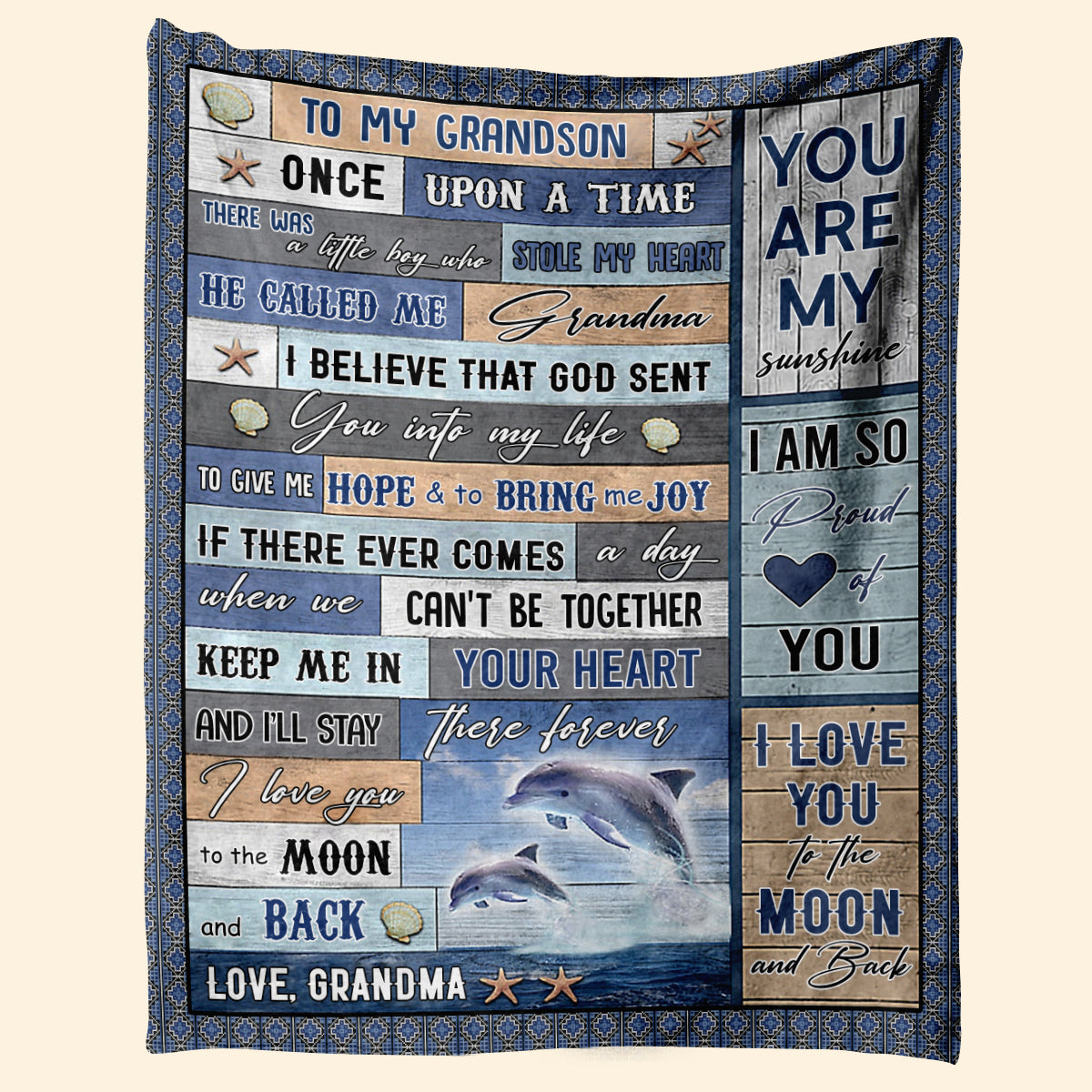 Gift From Grandson Blanket, To My Grandson Love You To The Moon And Back - Love From Grandma