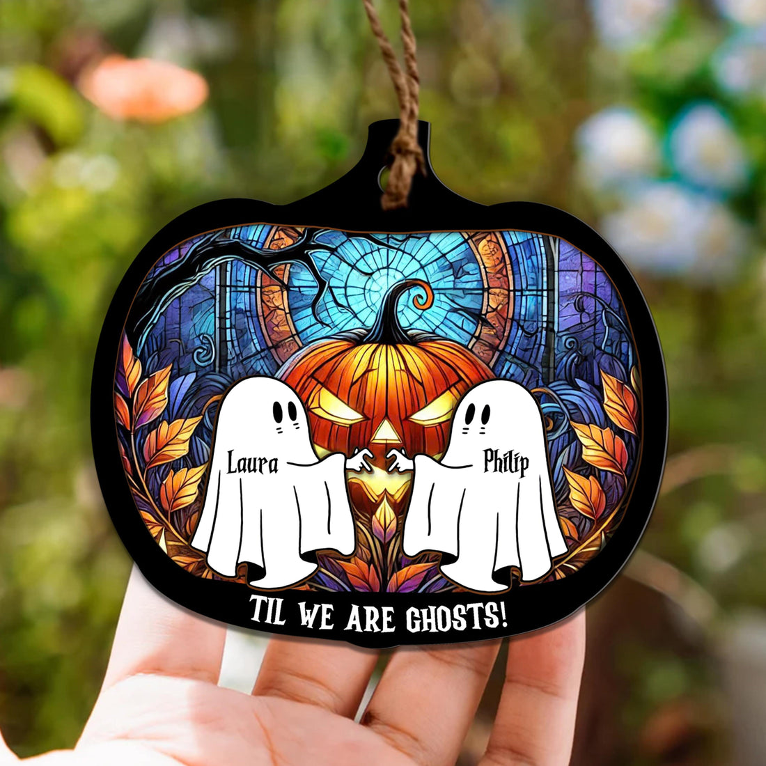 Til We're Ghost - Personalized Suncatcher Ornament - Halloween Gift For Couple