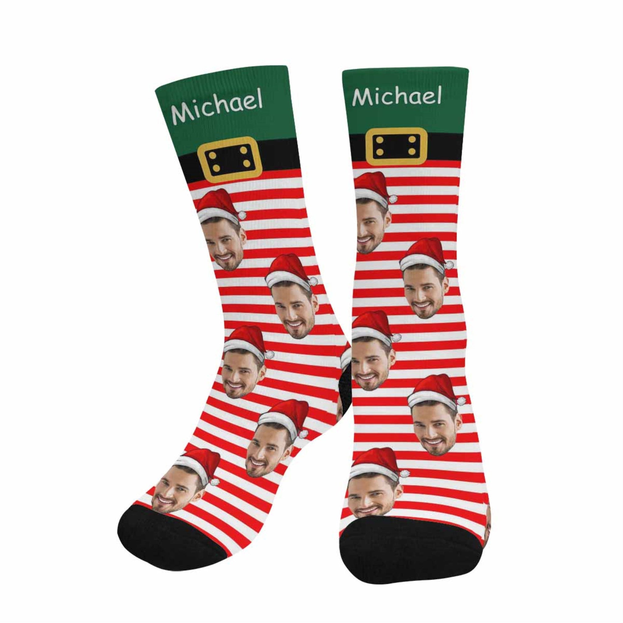 Custom Face with Christmas Hats - Personalized All Over Printed Socks - Christmas Gift For Family