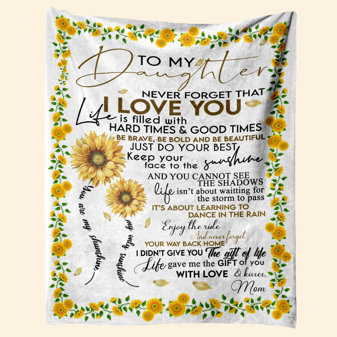 Gift For Daughter Blanket, To My Daughter Sunflower Just Do Your Best