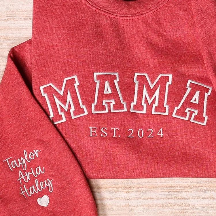 Mama Embroidered Sweatshirt, Custom Mama Shirt