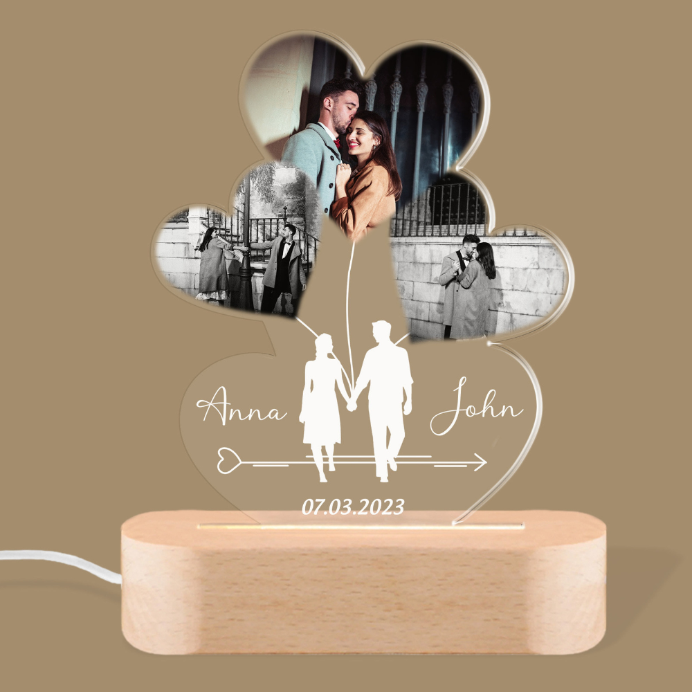 Personalized Couple Picture Frame, Custom Photo Night Light, Couple Gift Led Light, Anniversary Gift, Valentine Gifts For Couple