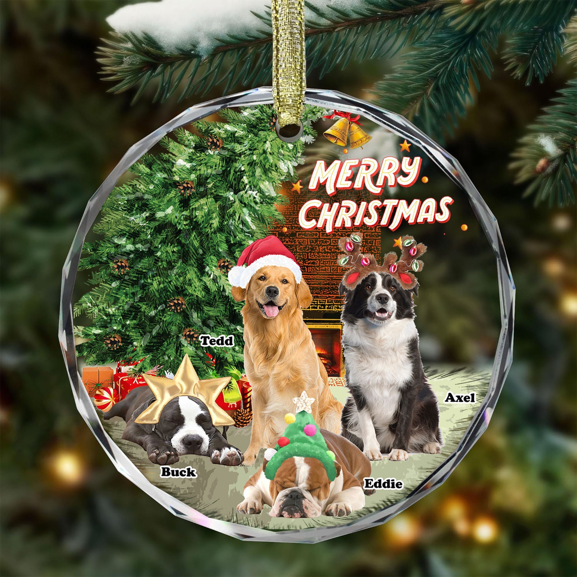 Christmas Vibe Photo Ornament - Merry Christmas - Gifts For Dog Mom, Dog Dad - Personalized Photo Round Glass Ornament