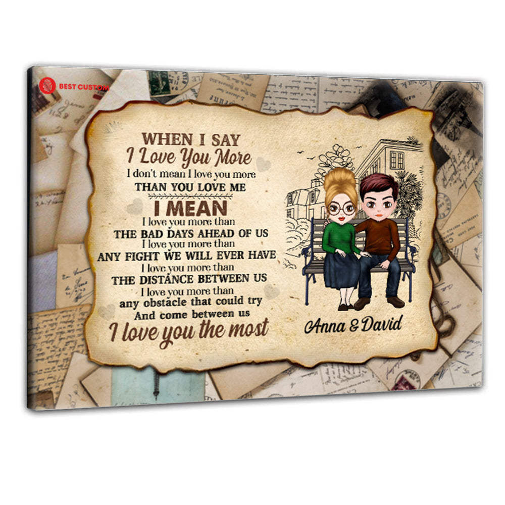 When I Say I Love You More, Chibi - Personalized Canvas - Gift For Couple