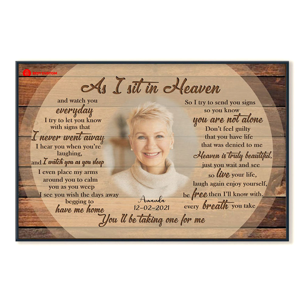 Wooden Art Heaven Letter Custom Photo Canvas Memorial