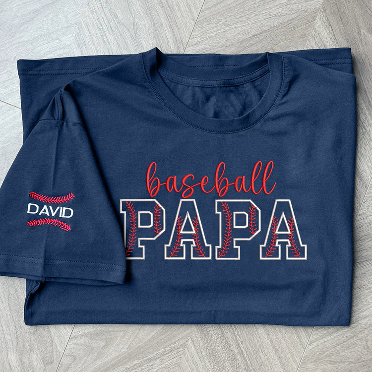 Custom Embroidered Papa Baseball Shirt