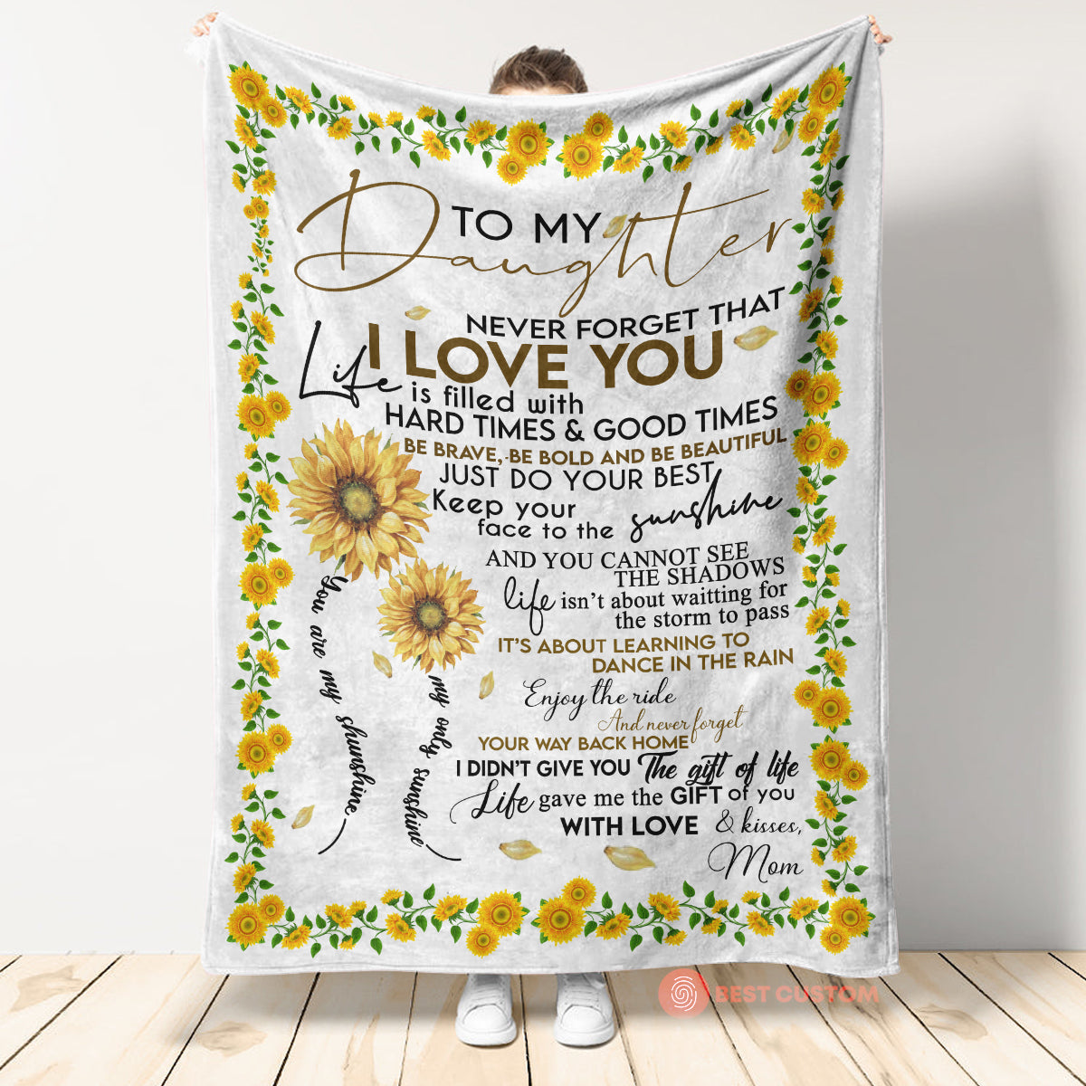 Gift For Daughter Blanket, To My Daughter Sunflower Just Do Your Best